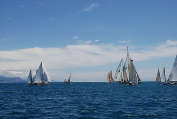 Fototapeta premium Classic wood sailing Yacht Regatta