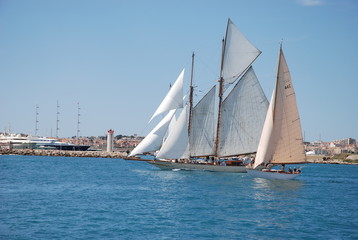 Classic Yacht under full sail
