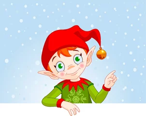 Photo sur Plexiglas Monde magique Carte d& 39 invitation et de marque-place Elfe de Noël