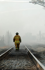Fireman Walking Rails