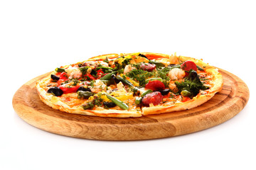 tasty Pizza with olives isolated on white