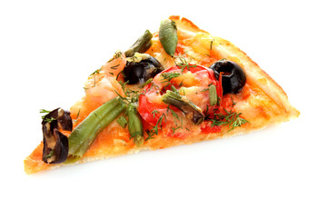 tasty Pizza with olives isolated on white