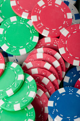 Stack of various casino chips - gambling concept