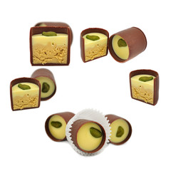 Set of Chocolate Sweets Isolated on White Background