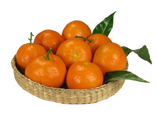 Mandarin orange in the wicker.