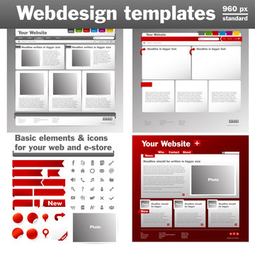 3 Webdesign templates + basic icons & elements