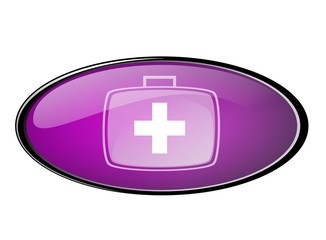 Obraz premium Web button in purple withemergency icon
