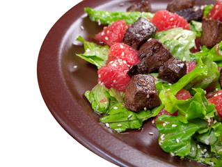 meat salad with vegetable and sesame.