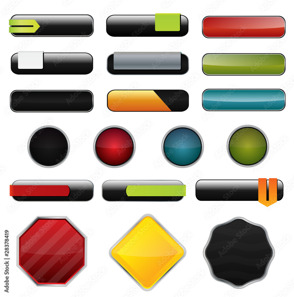 Poster glossy buttons set