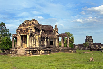 Fototapeta na wymiar Inside the ground of Angkor Wat in Cambodia