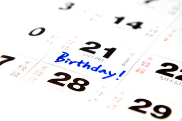 Birthday on calendar