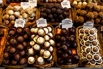 Selection of chocolate in a row