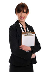 Businesswoman with clipboard