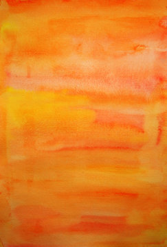Orange watercolor  hand painted art background for scrapbooking