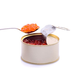 Red caviar isolated