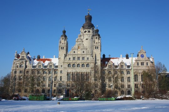 Neues Rathaus Leipzig Im Winter