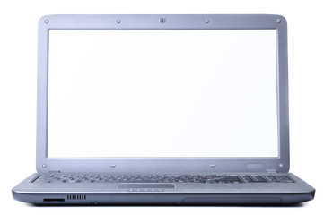 modern laptop isolated on white. Screen is cut with clipping pat