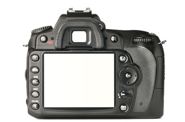 back of a modern DSLR camera, screen is cut with clipping path - 28386665