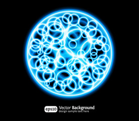 Eps10 bright effects round blue background