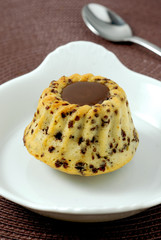 A Chocled chipped cake with a fondant centre