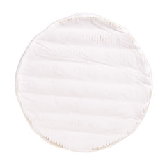 Round camembert cheese over white background.