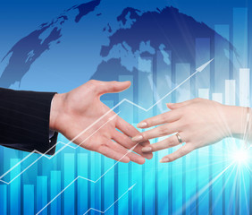 Handshake on an abstract background.