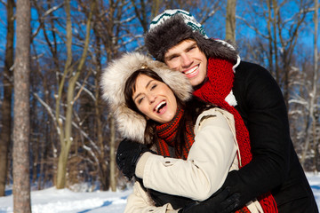 winter  love couple