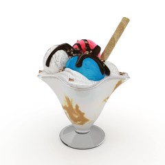 3d bowl with ice-cream