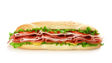 half of long baguette sandwich