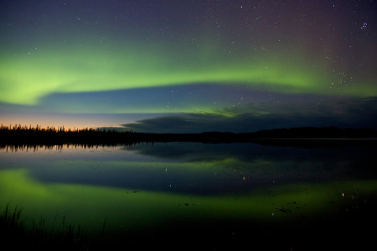 Aurora Borealis Over a Lake
