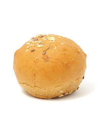 Whole Grain Bun Isolated on White Background