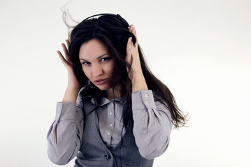 Young girl in headphones