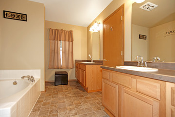 Bathroom with maple cabinets