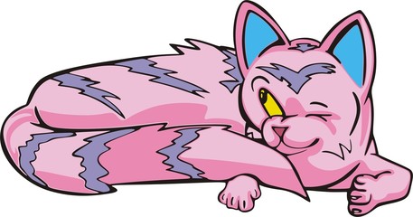 Furtively watched pink cat cartoon