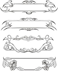 Four slim ornamental decorative panels