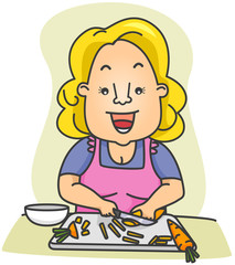 Woman Slicing Carrots