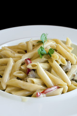 Penne pasta with mushrooms