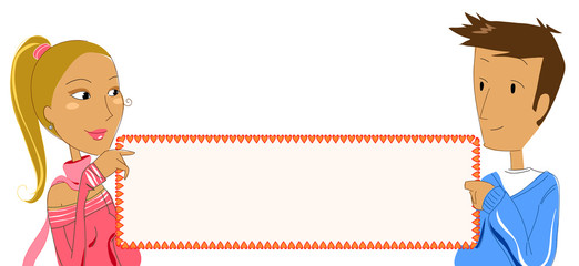 Coppia con cartello vuoto