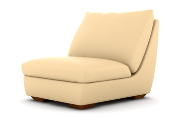 beige leather armchair isolated on white background