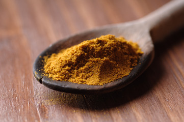 Curry in a wooden spoon