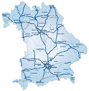 Bundesland Bayern mit Autobahnen