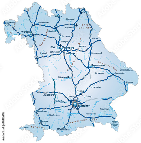 "Bundesland Bayern mit Autobahnen" Stockfotos und lizenzfreie Vektoren "Bundesland Bayern mit Autobahnen" Stockfotos und lizenzfreie Vektoren