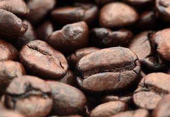 Coffee beans pile full frame