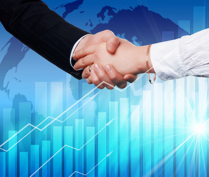 Handshake on an abstract background.