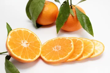 Fotobehang Plakjes fruit clementine in plakjes