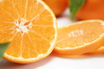 Fotobehang Plakjes fruit clementine