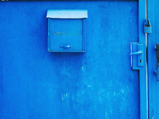 Blue steel post box