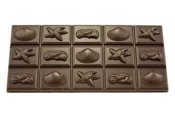 dark chocolate bar isolated on white background