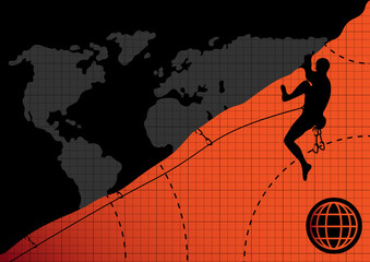 Colorful professional mountain climber vector background