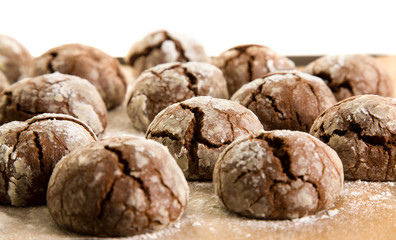 festive baking - tray full of chocolate biscuits